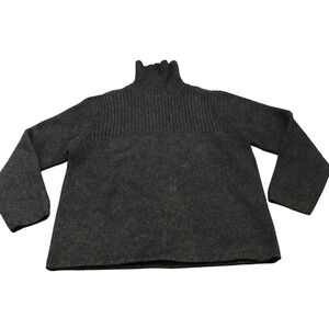 Gap Turtleneck Sweater Mens XL Charcoal Gray 100% Lambswool Ribbed Knit Vintage